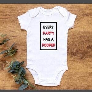 White Baby Onesie with Funny Print